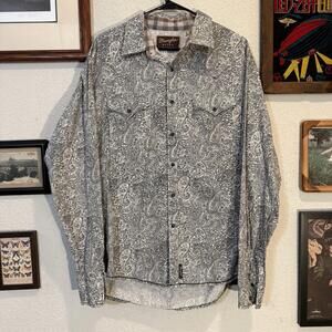 Wrangler Retro Premium Paisley Long Sleeve Pearl Snap Button Men’s Size XL